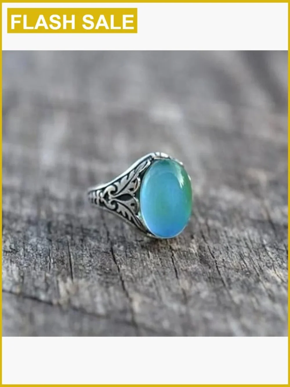 Vintage Mood Ring Stainless Steel Color Changing Ring Statement Jewelry